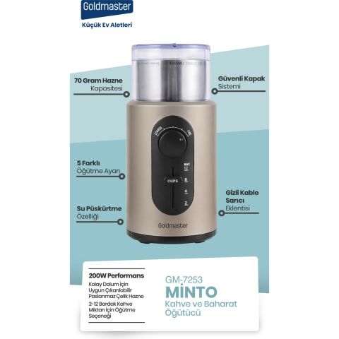 Goldmaster GM-7253 Minto Kahve ve Baharat Öğütücü