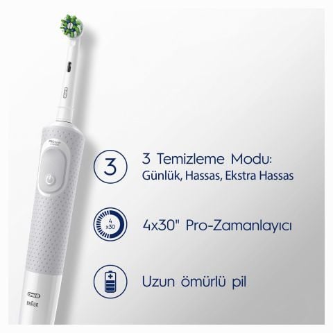 Oral-B D103 Vitality Pro Protect X Clean Şarjlı Beyaz Diş Fırçası