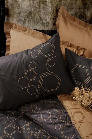 Cotton Box Plain Pamuk Battaniyeli Çift Kişilik Nevresim Takımı-Down Bakır
