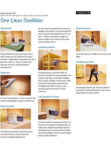 Philips PSG6024/30 Perfectcare 6000 Serisi 2400 W Buhar Kazanlı Ütü