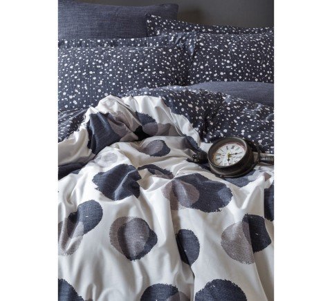 Cotton Box Modern Ranforce Çift Kişilik Nevresim Takımı-Orva İndigo