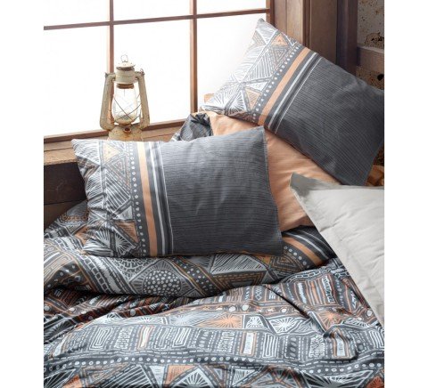 Cotton Box Ethnic Ranforce Çift Kişilik Nevresim Takimi Adiel Gri