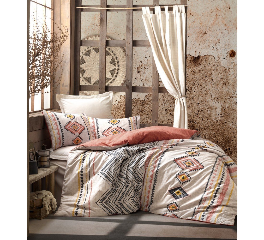 Cottonbox Ethnic Felix Çift Kişilik Nevresim Takımı Kiremit