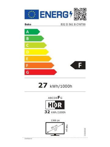 Beko B32 D 561 B HD 32'' 82 Ekran Uydu Alıcılı LED TV