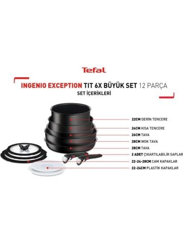 Tefal Ingenio Exception Titanyum 6X 12 Parça Büyük Tava Tencere Seti