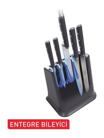 Tefal EverSharp Pro 5 Bıçaklı Entegre Otomatik Bileyicili Siyah Bıçak Seti