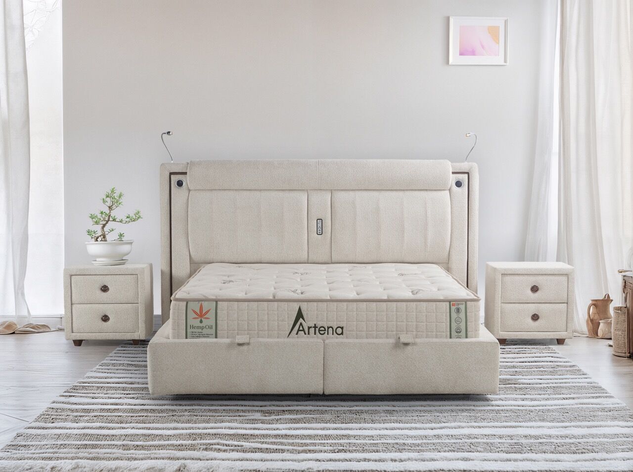 MyViscoo Artena Yatak Baza Başlık Set