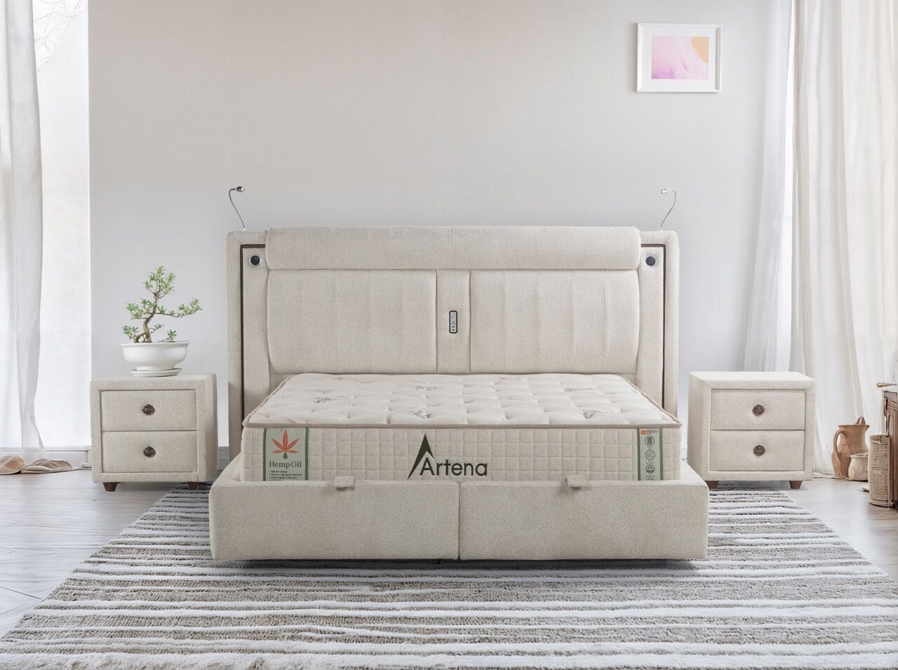 MyViscoo Artena Yatak Baza Başlık Set