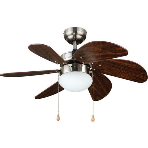 Kaşkar L36009/4 Saten Nikel Aydınlatmalı Tavan Vantilatörü Koyu Kahverengi