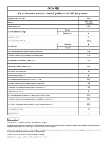 Beko KMX 1001 10 kg Çamaşır Kurutma Makinesi