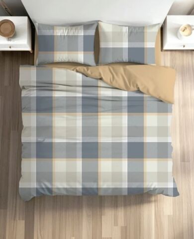 Cotton Box Fixbox Ranforce Çift Kişilik Çarşafı Lastikli Nevresim Takımı Ruit Karamel